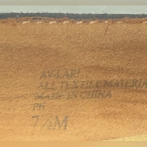 Adrienne Vittadini Shoes Flats Womens Size 7.5 M Black Slip On Suede Feel Gold - Picture 7 of 9